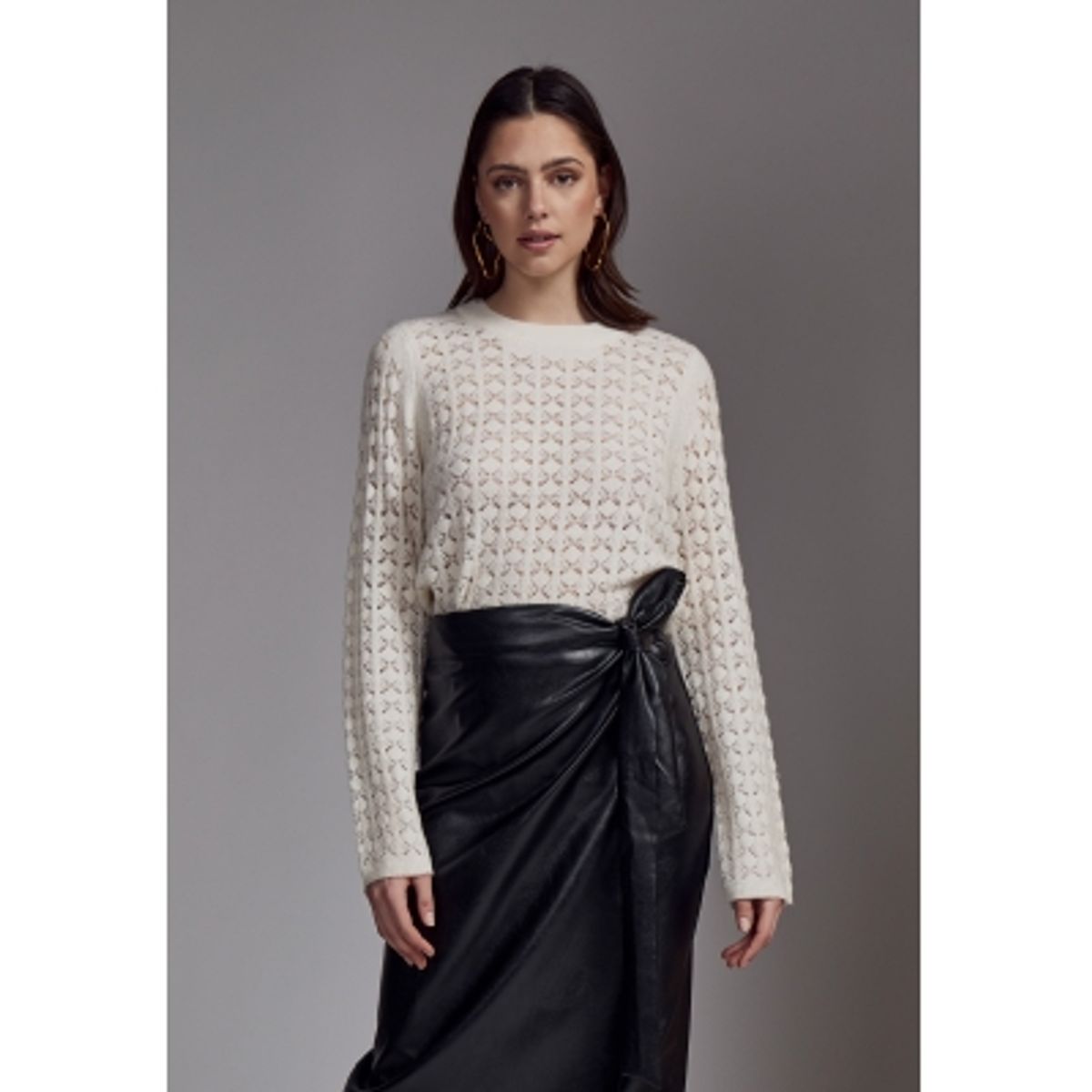 Dana Open Knit Pullover Peppercorn