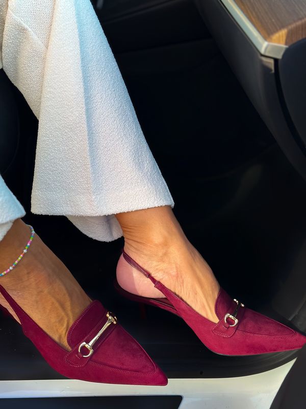 Sling Back Velvet Heels